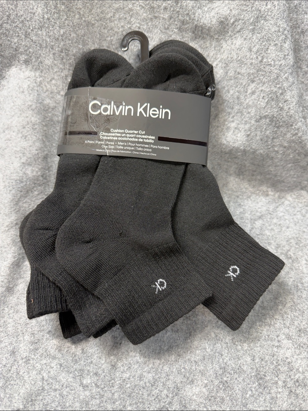 Calvin Klein Black Men's Cushioned Quarter Socks - 6 Pack NWT